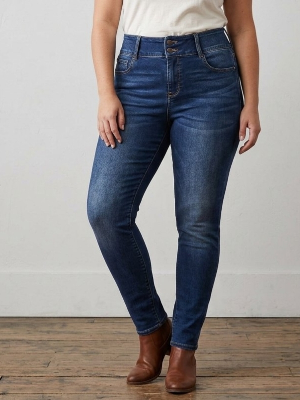 Apt. 9 Women's Dark Blue High-Rise Skinny Jeans Elactic Waist Size 14S